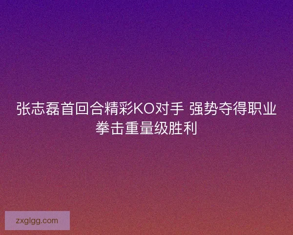 张志磊首回合精彩KO对手 强势夺得职业拳击重量级胜利